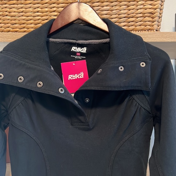 NWT Ryka Snap Pullover French Terry Sweatshirt w/Pockets & Thumbholes, XS - Picture 3 of 10